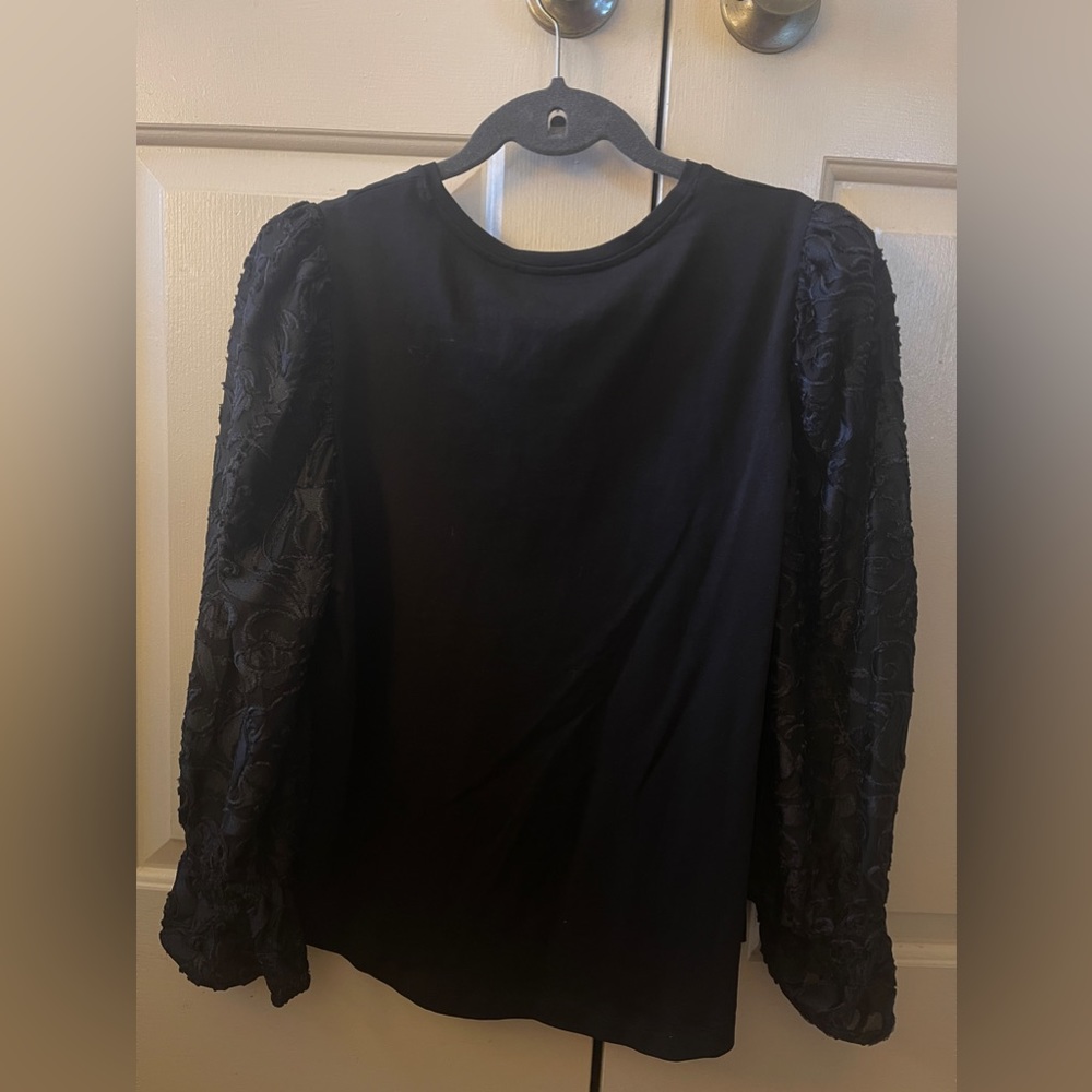 Chicos size 1 black shirt with soft velvet like sleeves
